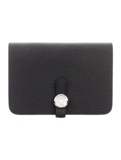 Pre-owned Hermes 2020 Dogon Cardholder In Black