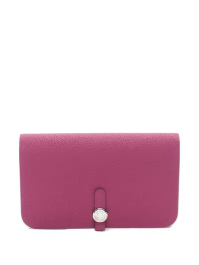 Pre-owned Hermes 2020 Dogon Duo Togo Wallet In Pink