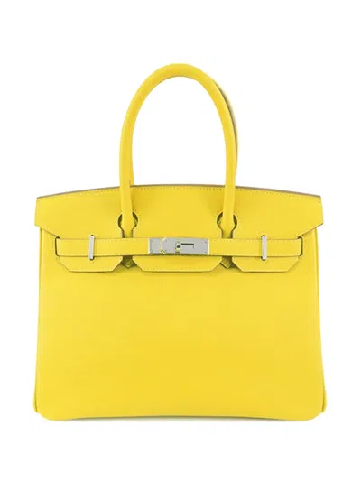 Pre-owned Hermes 2020 Epsom Birkin Retourne 30 Handbag In Yellow