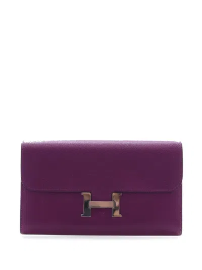 Pre-owned Hermes 2020 Epsom Constance Wallet Long Wallets In Purple