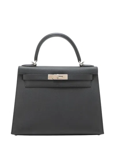 Pre-owned Hermes 2020 Epsom Kelly Ii Sellier 28 Satchel In Black