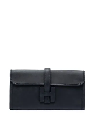 Pre-owned Hermes 2020 Evercolor Jige Elan 29 Clutch Bag In Black