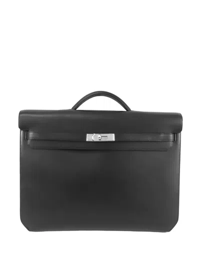 Pre-owned Hermes 2020 Evergrain Kelly Depeches 36 Business Bag In Black