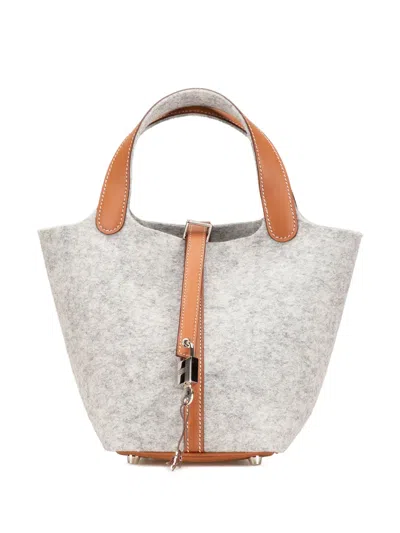 Pre-owned Hermes 2020 Feutre And Swift Picotin Lock 18 Handbag In Brown
