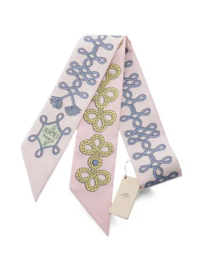 Pre-owned Hermes 2020 Galons Et Brandebourgs Ribbon Scarf In Pink