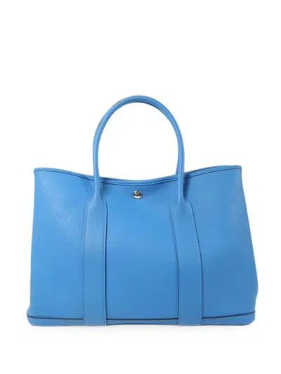 Pre-owned Hermes 2020 Garden Party Pm Negonda Leather Tote Bag In Blue