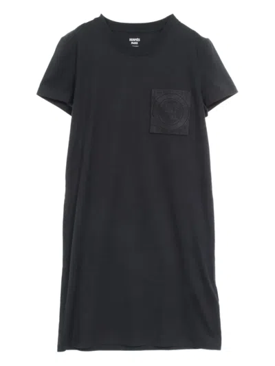 Pre-owned Hermes 2020 H-embroidered Dress In Black