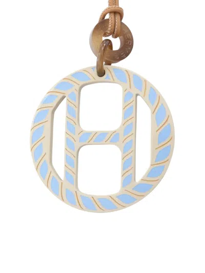 Pre-owned Hermes 2020 H Equipe Necklace In Blue