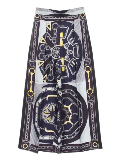 Pre-owned Hermes 2020 Kaleidoscope Cropped Trousers In Purple