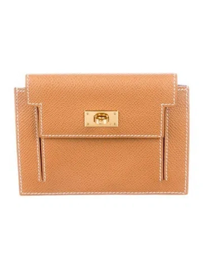 Pre-owned Hermes 2020 Kelly Pocket Compact Wallet In Neutral