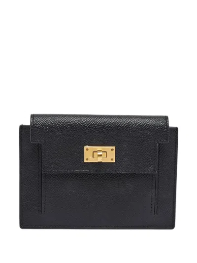 Pre-owned Hermes 2020 Kelly Pocket Leather Wallet In Black