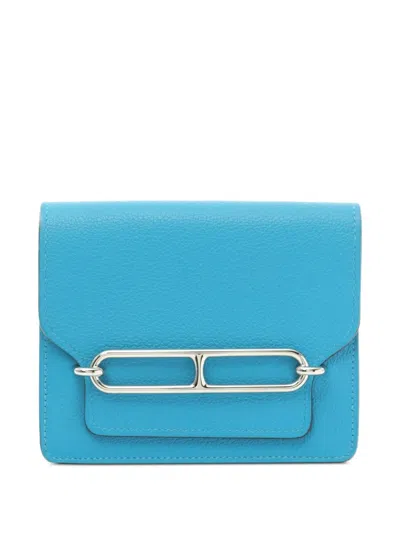 Pre-owned Hermes 2020 Lawris Bi-fold Wallet In Blue