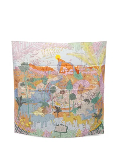 Pre-owned Hermes 2020 Le Carnaval Des Animaux Scarf In Blue