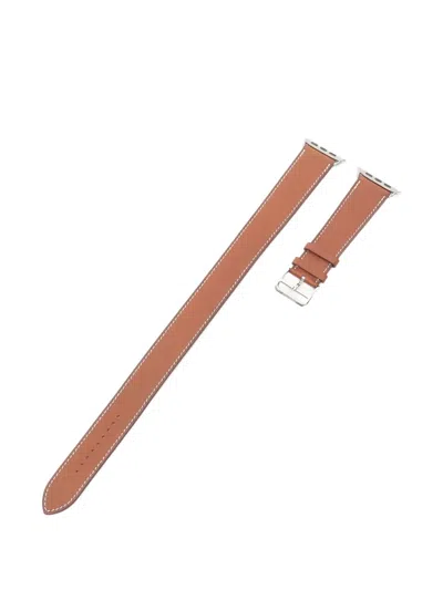 Pre-owned Hermes 2020 Leather Apple Watch Strap In Brown