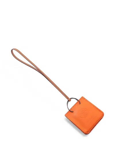 Pre-owned Hermes 2020 Leather Bag Charm In Orange