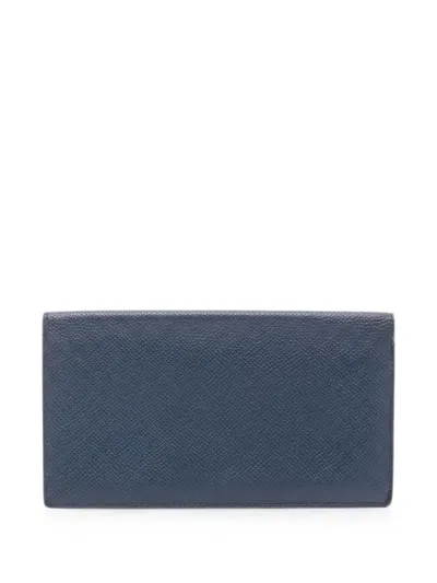 Pre-owned Hermes 2020 Long Citizen Twill Wallet In Blue