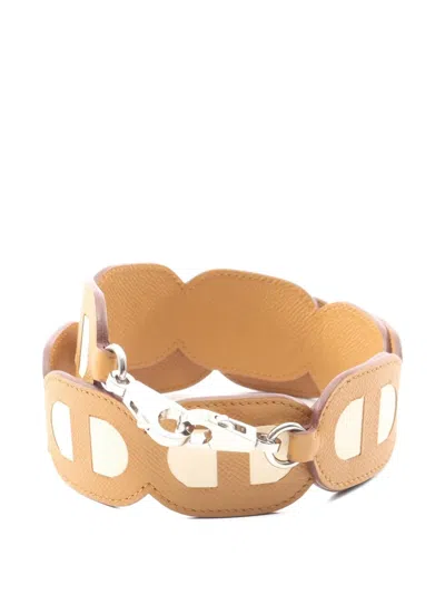Pre-owned Hermes 2020 Maillon Chaine D'ancre Shoulder Strap In Neutral