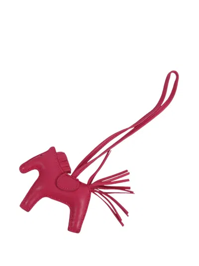Pre-owned Hermes 2020 Milo Lambskin Grigri Rodeo Bag Charm Pm Key Chain In Pink