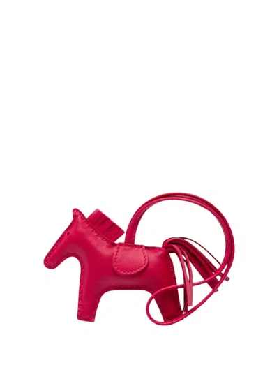 Pre-owned Hermes 2020 Milo Lambskin Grigri Rodeo Bag Charm Pm Key Chain In Pink