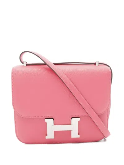 Pre-owned Hermes 2020 Mini Constance Leather Shoulder Bag In Pink