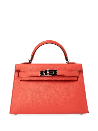 Pre-owned Hermes 2020 Mini Kelly Sellier 20 Handbag In Orange