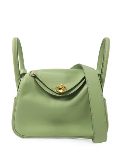 Pre-owned Hermes 2020 Mini Lindy Tote Bag In Green