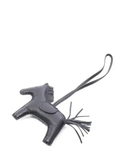 Pre-owned Hermes 2020 Mm Rodeo Bag Charm In Black