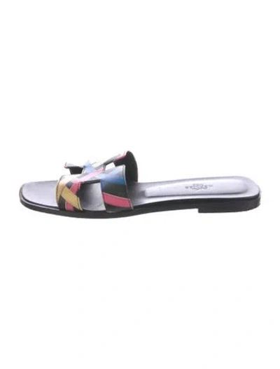 Pre-owned Hermes 2020 Oran Slides In Black