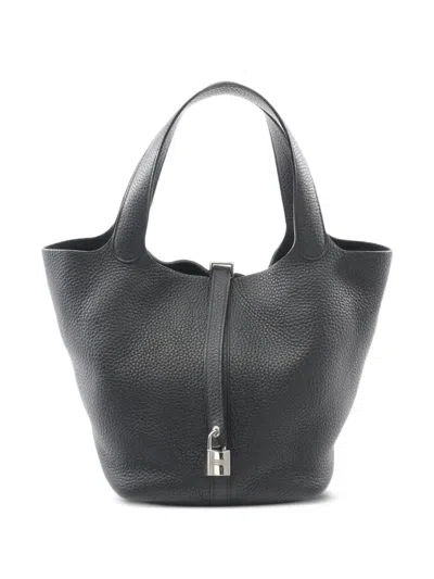 Pre-owned Hermes 2020 Picotin Clemence-leather Handbag In Black