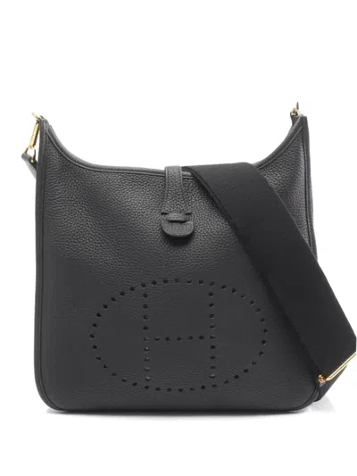 Pre-owned Hermes 2020 Pm Evelyn 3 Troyes Shoulder Bag In Black