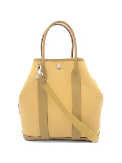 Pre-owned Hermes 2020 Pm Garden File Leather Tote Bag In Yellow