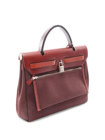 Pre-owned Hermes 2020 Pm Herbag Zip Tote Bag In Red