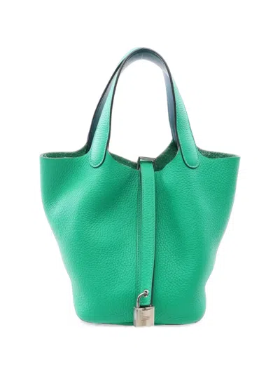 Pre-owned Hermes 2020 Pm Picotin Lock Tote Bag In Green