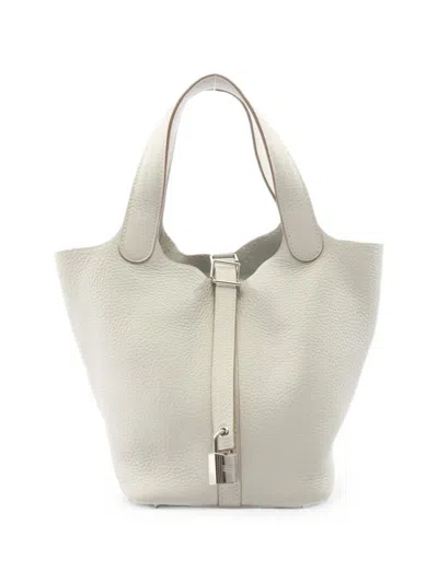 Pre-owned Hermes 2020 Pm Picotin Lock Tote Bag In Neutral