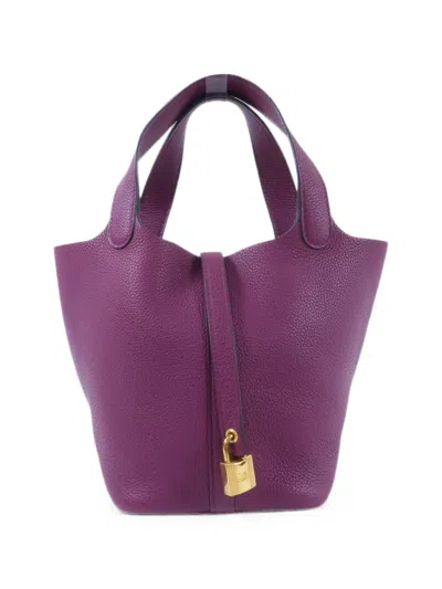 Pre-owned Hermes 2020 Pm Picotin Lock Tote Bag In Purple