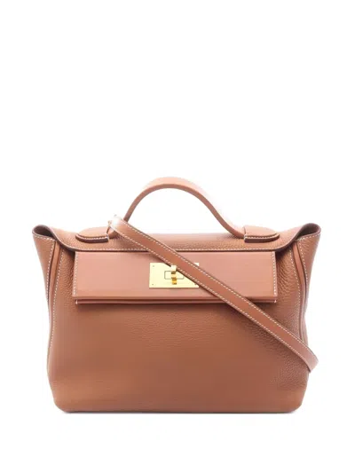 Pre-owned Hermes 2020 Sack 24/24 Van Quatre 29 Gold Tote Bag In Brown