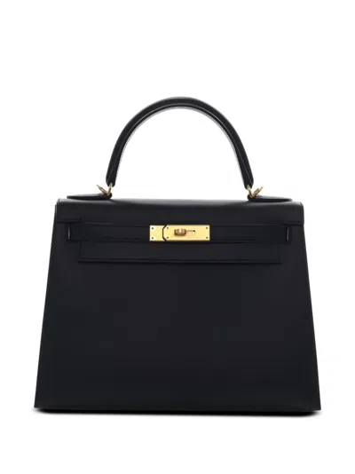 Pre-owned Hermes 2020 Sombrero Kelly Ii Sellier 28 Satchel In Black