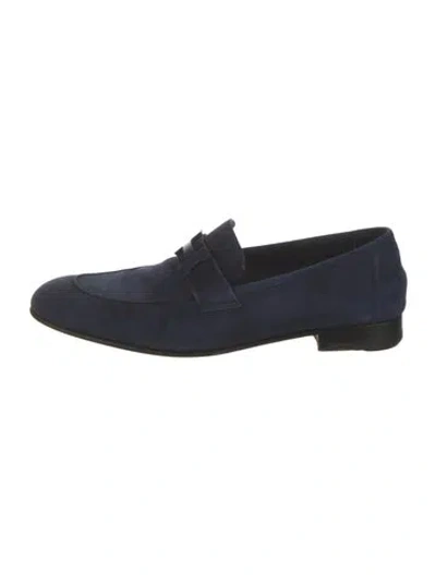 Pre-owned Hermes 2020 Suede Loafers In Blue
