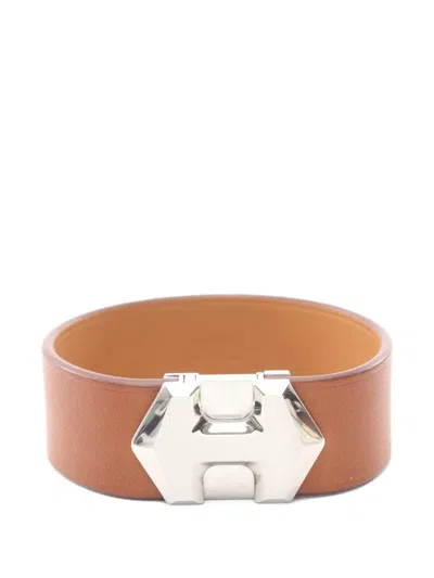 Pre-owned Hermes 2020 Super H Leather Bangle In Brown