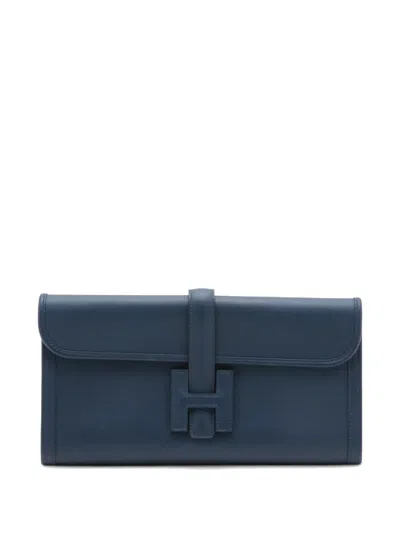Pre-owned Hermes 2020 Swift Jige Elan 29 Clutch Bag In Blue