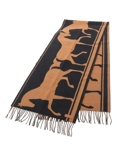 Pre-owned Hermes 2020 Tete A Queue Scarf In Brown