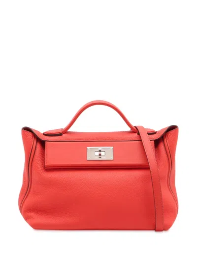 Pre-owned Hermes 2020 Togo And Swift 24/24 29 Satchel In Red