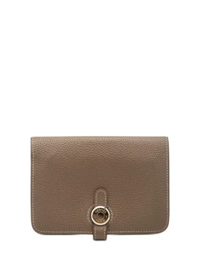 Pre-owned Hermes 2020 Togo Dogon Compact Wallet Small Wallets In Brown