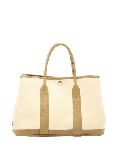 Pre-owned Hermes 2020 Toile Garden Party Tpm Tote Bag In Neutral