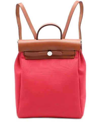 Pre-owned Hermes 2020 Toile Herbag A Dos Zip Retourne Backpack In Brown