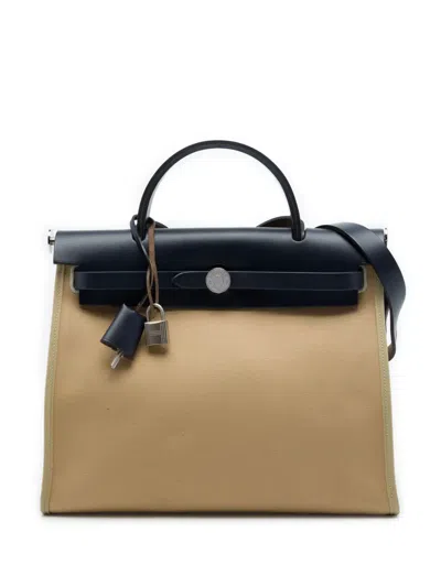 Pre-owned Hermes 2020 Toile Herbag Zip 31 Satchel In Neutrals