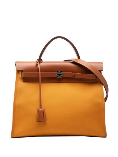 Pre-owned Hermes 2020 Toile Herbag Zip 31 Satchel In Orange