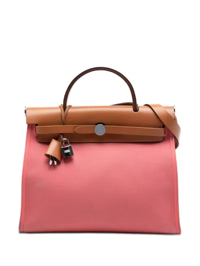 Pre-owned Hermes 2020 Toile Herbag Zip 31 Satchel In Pink