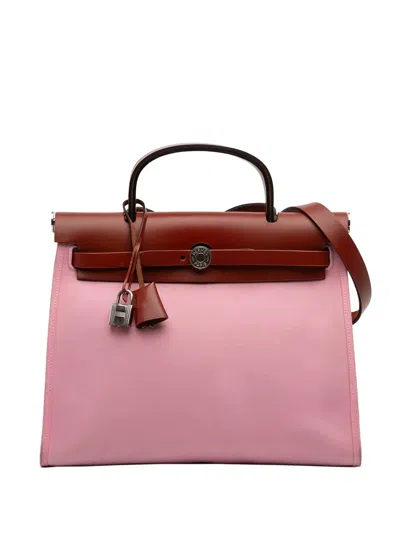 Pre-owned Hermes 2020 Toile Herbag Zip 31 Satchel In Pink