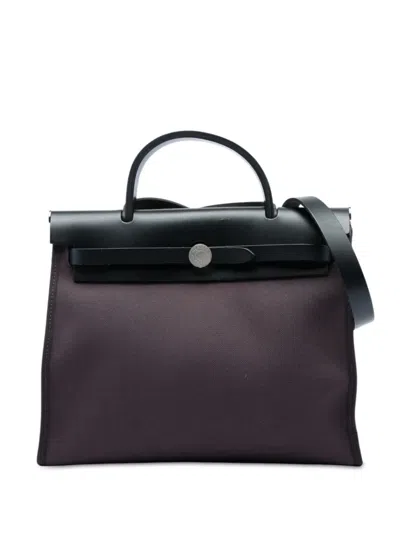 Pre-owned Hermes 2020 Toile Herbag Zip 31 Satchel In Purple